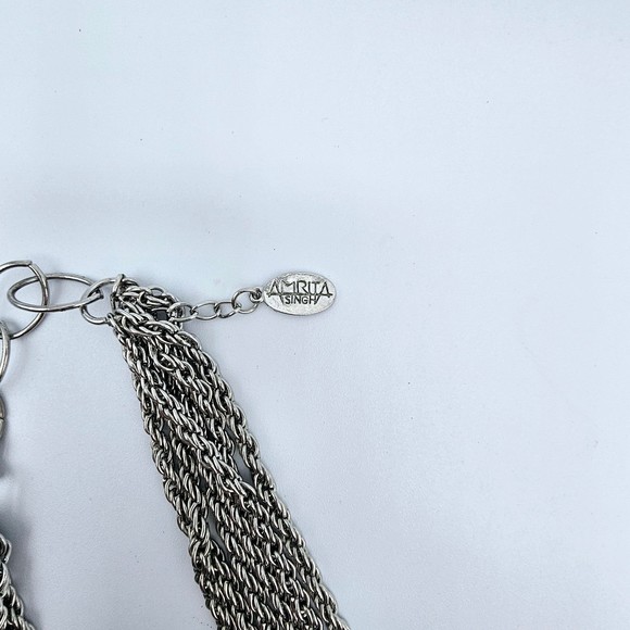 Amrita Singh Necklace Silvertone Twisted Knots Multi Strand Draping Layers 18" - Picture 8 of 11